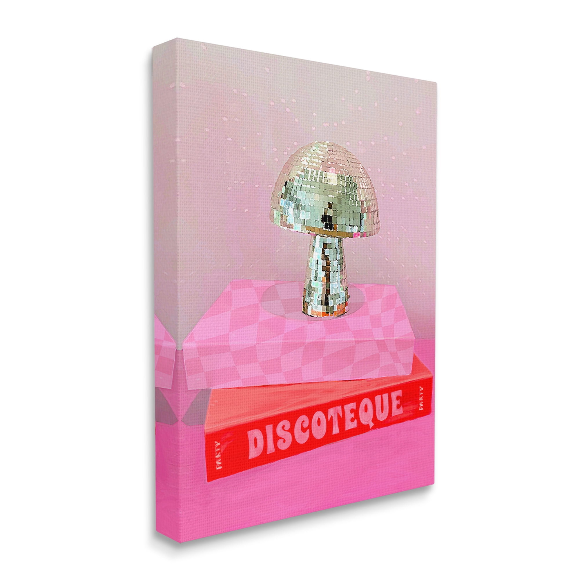 Stupell Industries Disco Mushroom on Books Literature & Flim Painting Gallery Wrapped Canvas Art Print Wall Art, 16 x 20