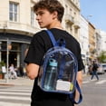 thumbnail image 6 of Heavy Duty Transparent PVC Clear Backpack, Large Capacity Bag, Stadium Approved for Concerts/Work, Sports Games and Security Checks, Suitable for Travel and Daily Outdoor Use, 12*10*4in, Blue, 6 of 7