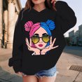thumbnail image 2 of Toddler Girls Hoodies Long Sleeves Loose Fit Casual Outerwear Printed Pullovers Tops Size 3-4T , Black, 2 of 9