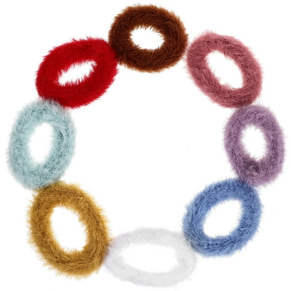 PAMINGONO 8Pcs Small Hair Scrunchies for Girls Mini Circle Plush Pink Beige