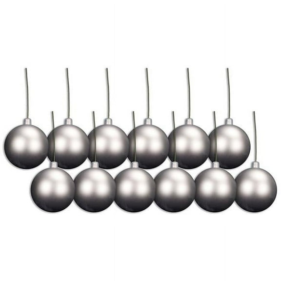 Queens of Christmas ORN-BLKM-100-SLV-12PK 4 in. Matte Ball Ornament with Wire, Silver - Pack of 12