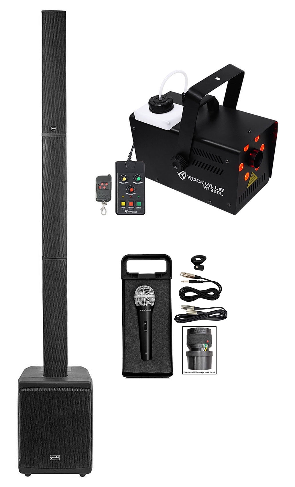 Gemini WRX843 Column Line Array Portable PA DJ Speaker+8" Subwoofer