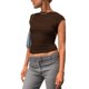 thumbnail image 2 of Camiseta de manga corta sin espalda, camiseta de mujer de manga corta con escote en la espalda y abertura en la espalda, materiales de la mejor calidad, 2 of 5