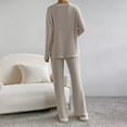 thumbnail image 5 of Ribbed Knit Pajama Sets for Women Cozy Long Sleeve Nightwear with Pants 2 Piece Lounge Sets Beige XL, 5 of 5