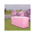 thumbnail image 4 of YFTDEF Pink Tulle Table Skirt, 6ft Table Skirt for Rectangle Table, Birthday Party Decorations, Shower Parties, Cake Dessert Table Decorations, Five-Layer Ruffle Table Skirting, 4 of 6
