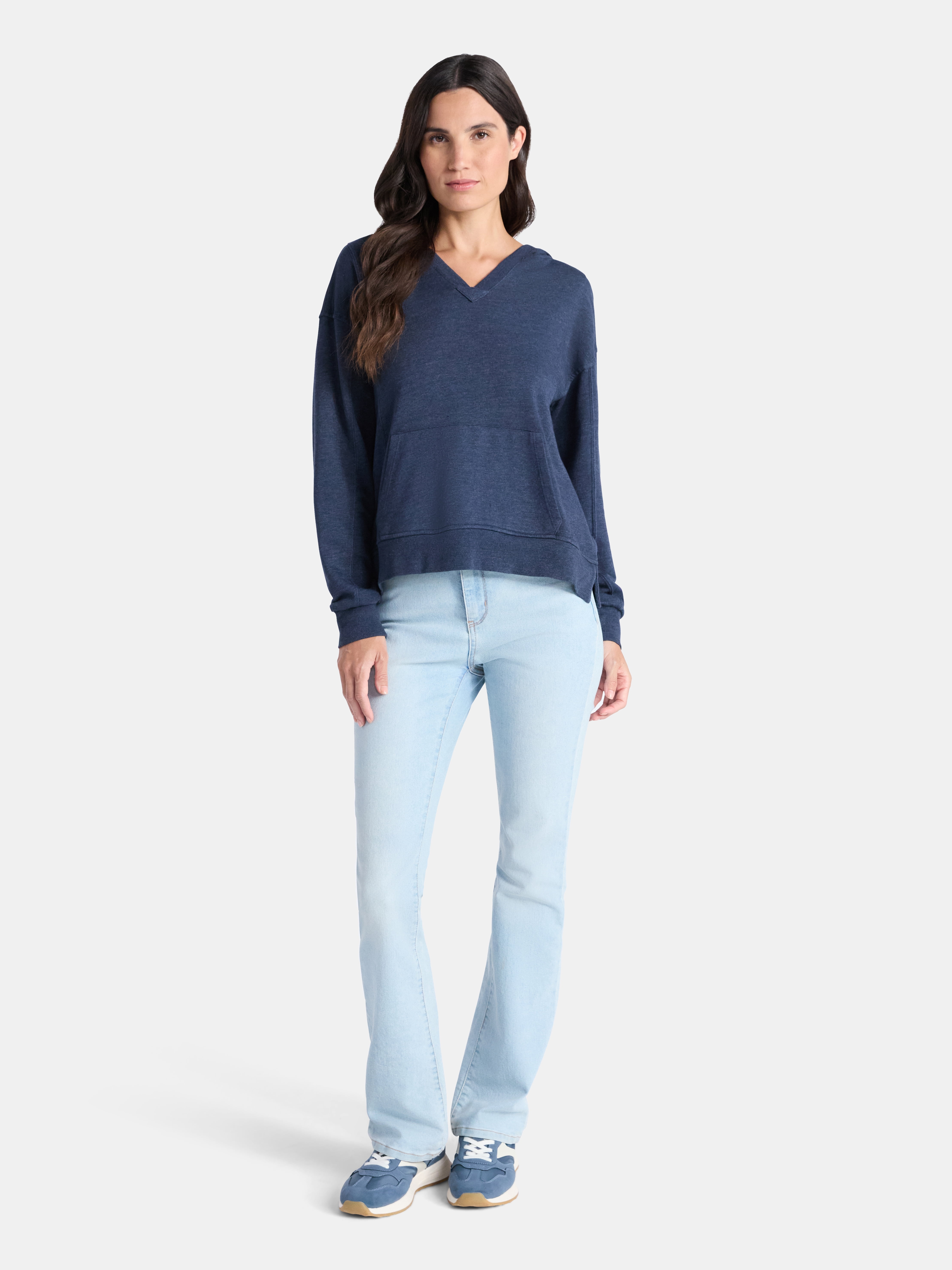 Time and Tru Women's Split Neck Hoodie, Sizes XS-3XL