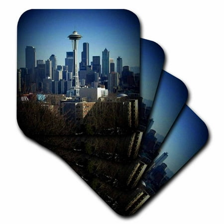 3dRose Seattle Space Needle and Downtown, Soft Coasters, set of