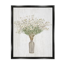 Stupell Industries Country Wildflower Blooms Arrangement Rustic Plank Pattern Graphic Art Jet Black Floating Framed Canvas Print Wall Art, Design by Ziwei Li