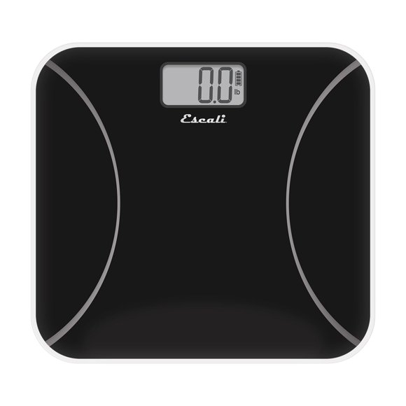 Báscula de baño cinética Escali para medir el peso corporal con diseño sin batería, color negro