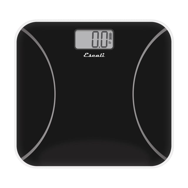 Báscula de baño cinética Escali para medir el peso corporal con diseño sin batería, color negro