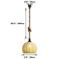 thumbnail image 2 of FSLiving Dimmable J Type Track Light Pendants Retro Lighting Restaurant Chandelier Remote Control Hemp Rope Twine Natural Rattan 3.2 Ft, Track Mount for Barn Kitchen Island Customizable, 2 of 8