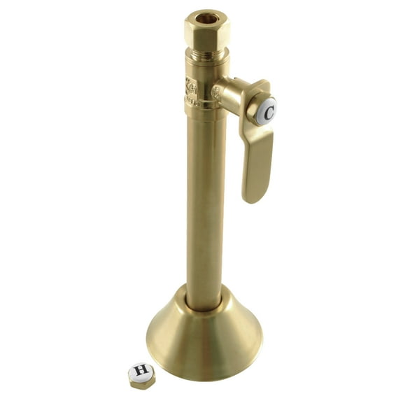 Kingston Brass CA8325BB 1/2" Sweat x 3/8" OD Comp Straight Shut Off Valve with 5" Extension, Brushed Brass