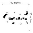 thumbnail image 4 of Children Playroom Happiness Sign Wall Decal Decoration Moon And Stars Fun Outer Space Space Ship Lasts Years and Easily Removable - Size: 40 In(W) x 36 In(H), 4 of 5