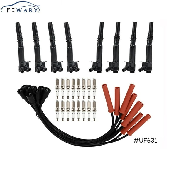 FIWARY 8pcs Ignition Coils  16pcs Iridium Spark Plugs 8pcs Spark Plug Wires For 10-14 Ford F-150 6.2L V8 UF631