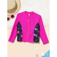 thumbnail image 5 of Sholeno Girls Zipper Rash Guard Swimwear Long Sleeve UPF 50+ UV Sun Protection Swim Shirt Hot Pink 10, 5 of 7