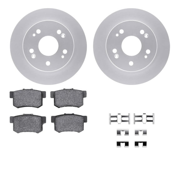 Dynamic Friction Company Rear Geospec Brake Rotors with 5000 Advanced Brake Pads includes Hardware 4512-59117