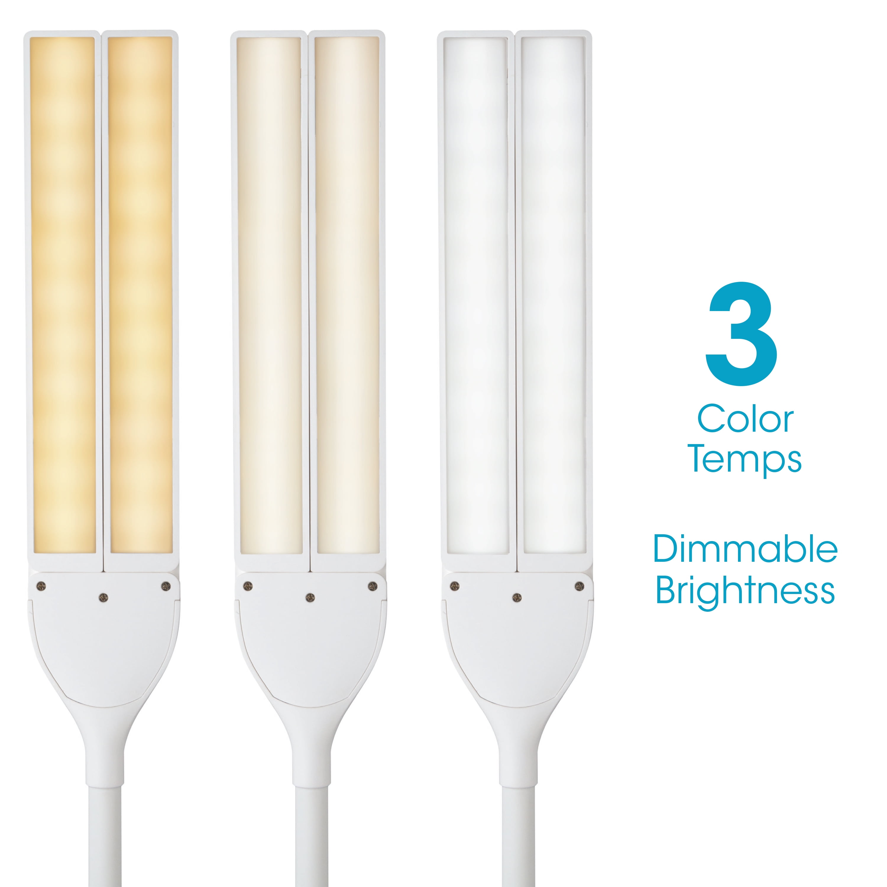 OttLite Wellness Series Pivot LED Desk Lamp with Dual Shades, Touch Activated Controls, Gradual Dimmer, for Working, Crafting, Sewing, Studying, White