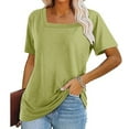 thumbnail image 2 of Ashirexll Women's T-shirts, Short Sleeve Tops for Women, Womens Solid Color Short Sleeve Top Crew Neck Short Sleeve Blouse, 2 of 6