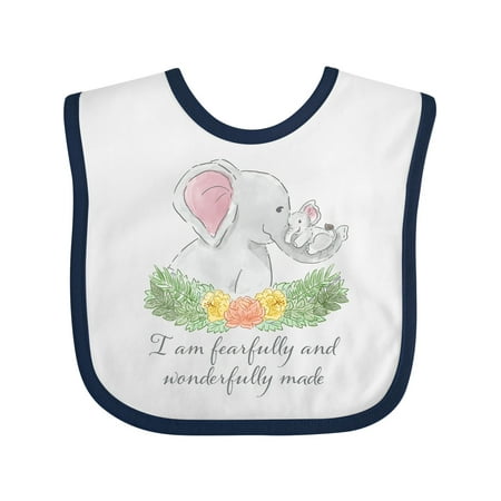 

Inktastic I Am Fearfully and Wonderfully Made Cute Elephants Gift Baby Boy or Baby Girl Bib