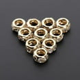 thumbnail image 3 of 10Pcs Crystal Rhinestone , Large Hole Rondelle Spacer Beads Fit Snake Chain Charms Bracelet Gold 10mm, 3 of 8