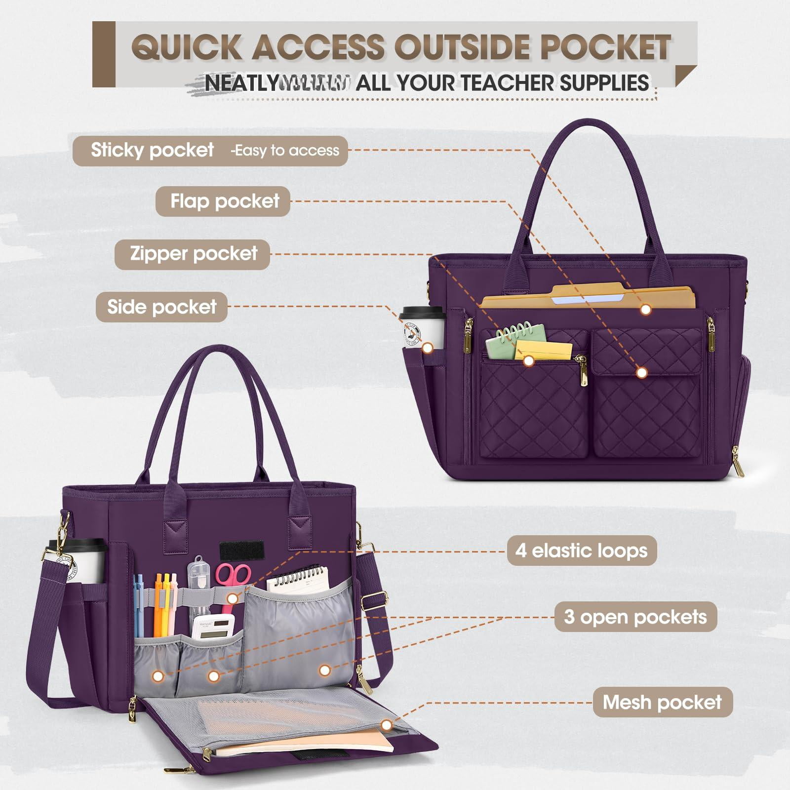 Teacher Tote Bag With Insulated Lunch Compartment 15.6 Inch Laptop For Women Lightweight Work Bags Nurse