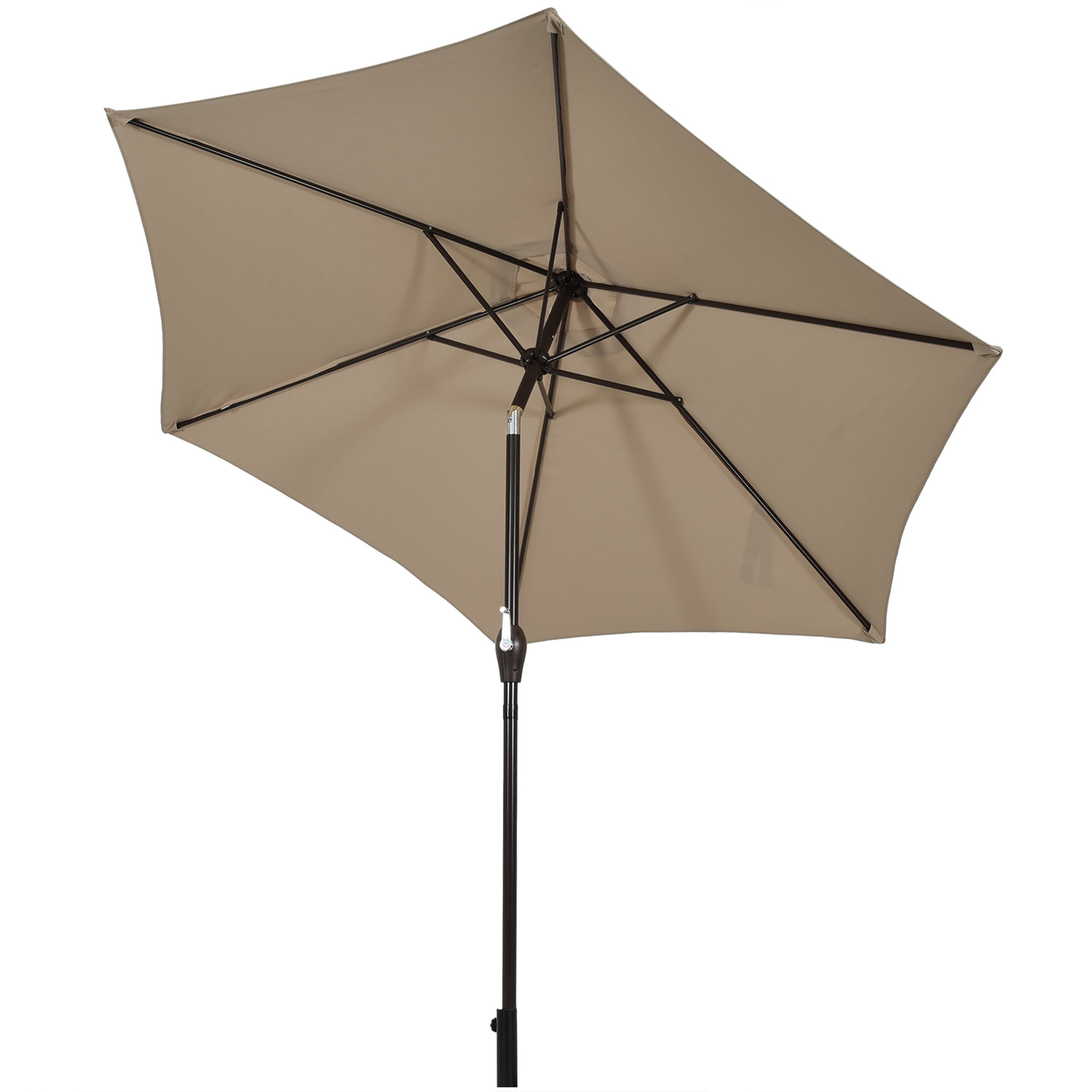 Gymax 9 ft Outdoor Patio Market Table Umbrella Garden Yard w/ Crank 6 Ribsb Tan