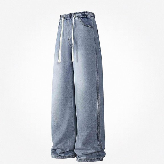 HOMADLES Men's Loose Fit Jeans Straight Leg Stretch Soft Casual Pants Side Pocket Fashion Pants Light Blue Size XL