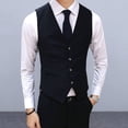thumbnail image 4 of Joernso Men Suit Vest Waistcoat V Neck Sleeveless Solid Color Slim Fit Single-breasted Cardigan Formal Business Coat Groom Wedding Coat, 4 of 8