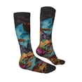 thumbnail image 4 of Lsque Galactic Jungle Dinosaurs Printed Crew Socks Men's Women's LightWeight Thin Casual Calf Socks ,Knee High Socks,Cotton Socks, 4 of 9