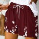 thumbnail image 2 of Mujeres Pantalones Cortos Ilustración de Verano Casual Encaje Hasta el Bolsillo Elástico, Pantalones Cortos Casuales para el Día Y el Ocio, 2 of 5
