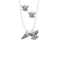 thumbnail image 2 of Delight Jewelry Silvertone 3-D Resin Strawberry Ice Cream Cone with Crystals Silver tone Guardian Angel Charm Necklace and Stud Earrings, 2 of 4