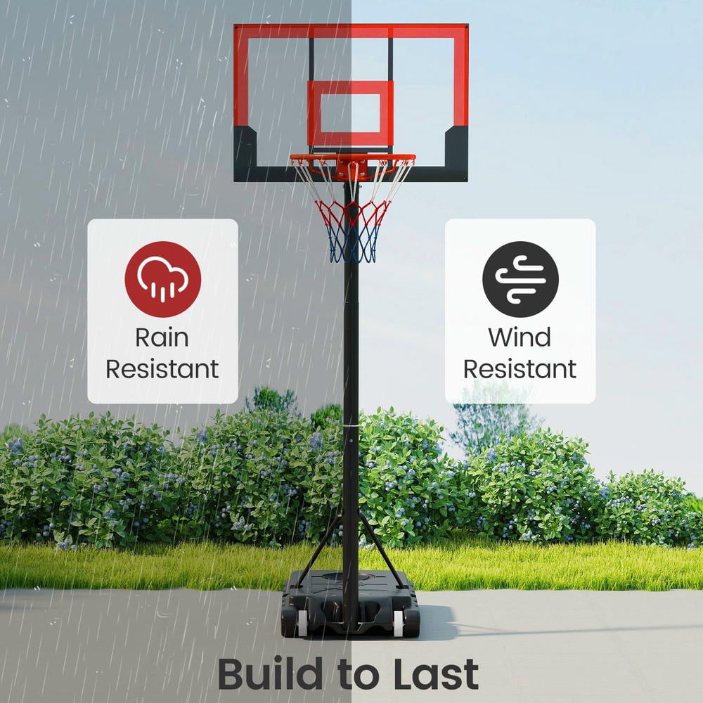 Barara King Basketball Goals Systems Stand with 3.3-7 Feet Portable Adjustable Height, Basketball Hoop Stand for Kids, Indoor, Outdoor, Gym, Red