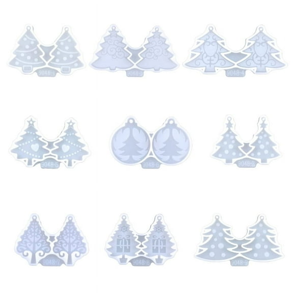 9 Pcs Diy Christmas Tree Assembled Earrings Mold Crystal Epoxy Diy Decorative Pendants Jewelry Resin Mold for Crafts