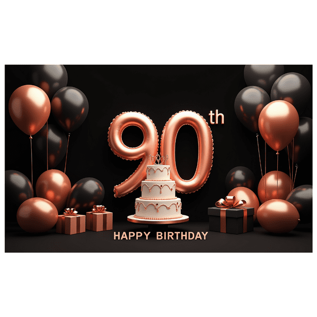 90th Birthday Themed Decorative Backdrop Banner for Party Celebrations Photography Props Birthday Decoration Supplies Party Background Decor Happy Birthday Party