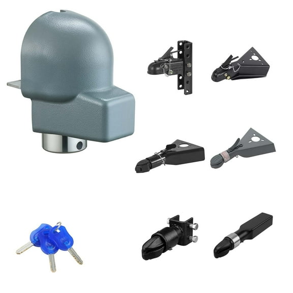 KFFKFF Heavy-Duty Trailer Coupler Lock, Fits 2-5/16-Inch Couplers, Durable Hitch Lock with 3 Keys, Corrosion-Resistant and Anti-Theft Design for RVs, Trailers, and Boats, Black