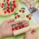thumbnail image 3 of 12 colgantes grandes de cereza roja, de aleación dorada con diamantes de imitación verdes y plástico. Colgantes de cereza roja, bonitos colgantes de frutas, adorno decorativo., 3 of 5