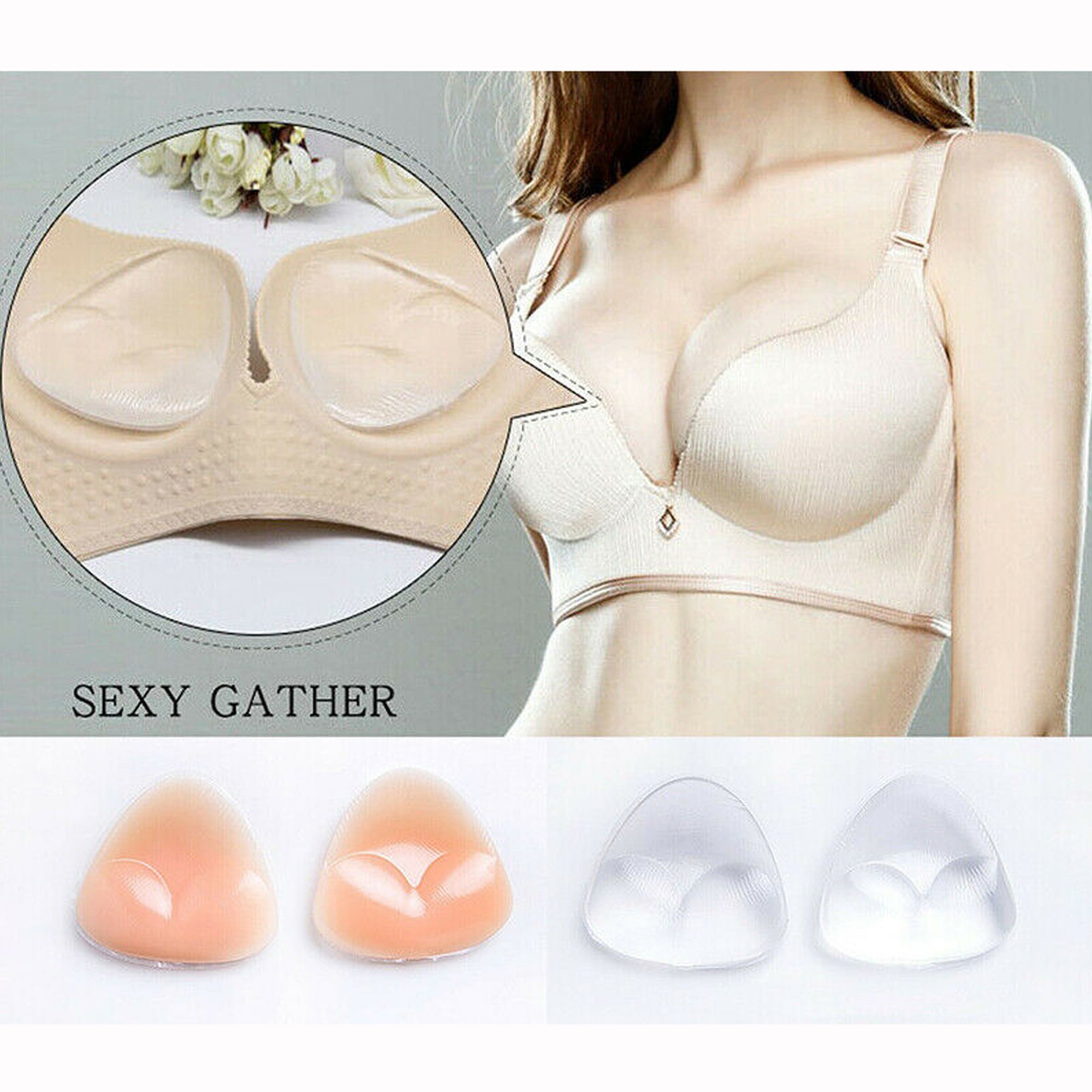 Paire de silicone Gel Bra Breast Enhancers push up Pads Bikini Insert Nipple Covers 
