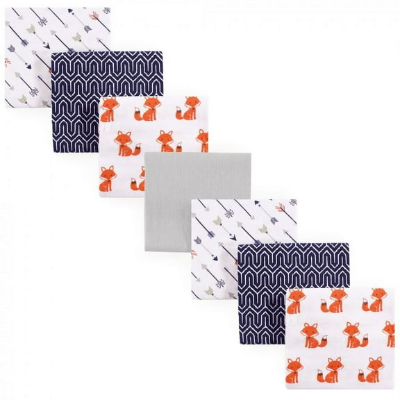Hudson Baby Infant Boy Cotton Flannel Receiving Blankets Bundle, Foxes, One Size