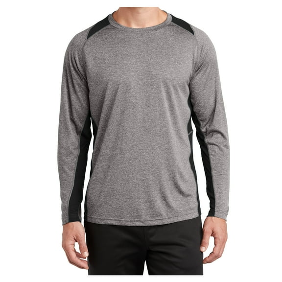 Yellow Rooster Men's Long Sleeve Heather Colorblock Contender T-Shirt Vintage Heather/ Black XS