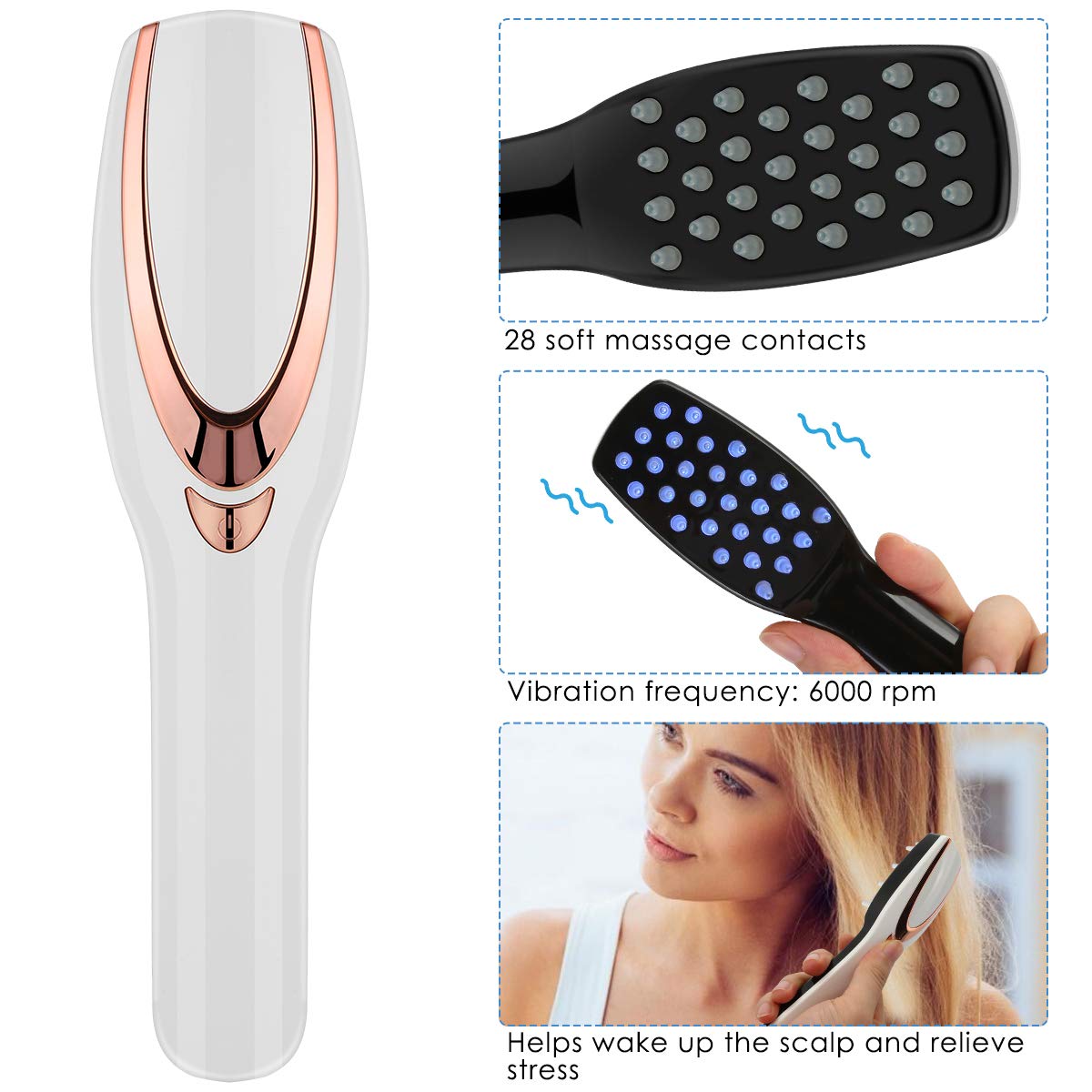 Peroptimist Phototherapy Hair Regrowth Brush, Scalp Massager Comb for Hair Growth, Anti Hair Loss Head Care Electric Massage Comb Brush with USB Rechargeable - image 2 of 8