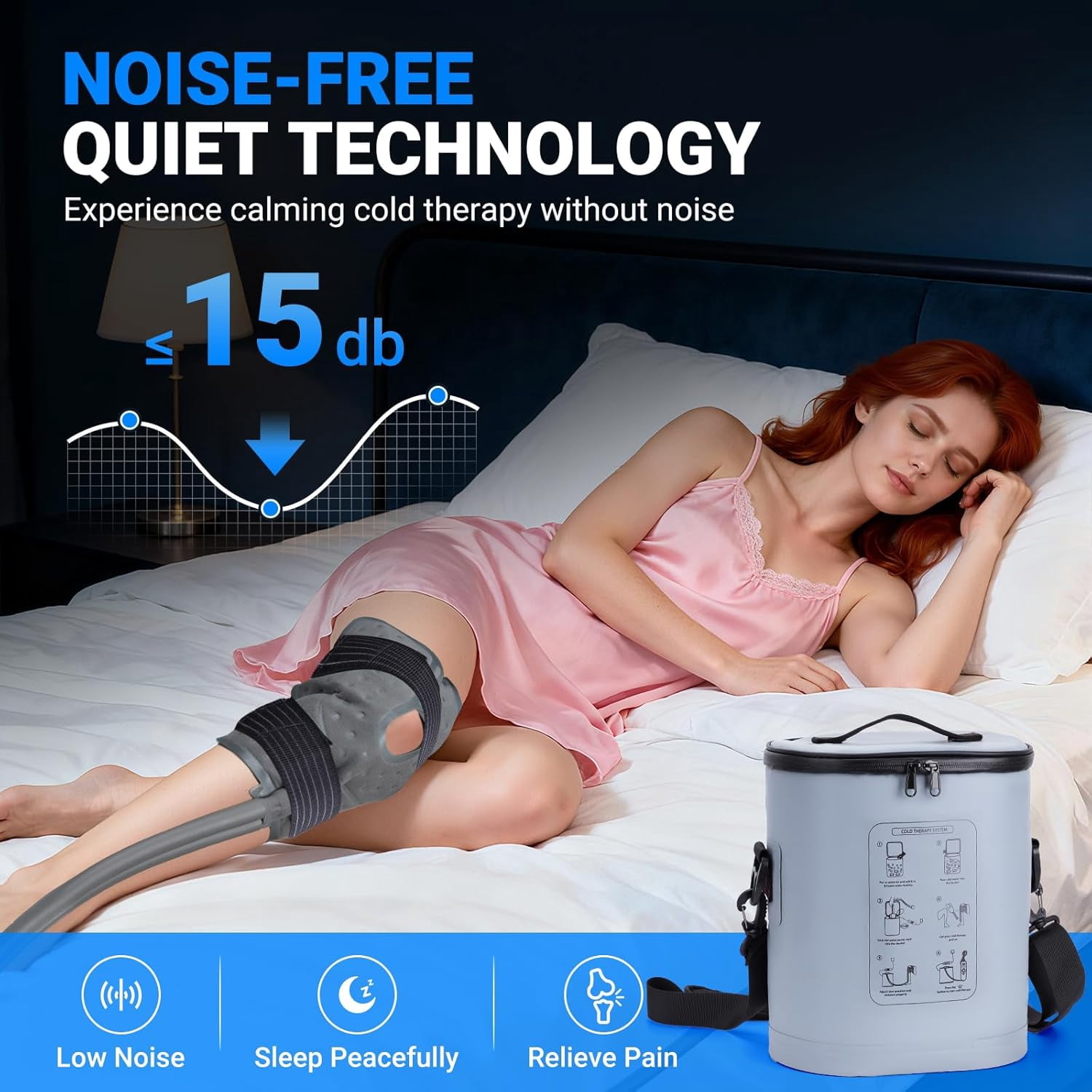 Cold Therapy Machine, Ice Machine w/Timer, Portable Cold Water Circulation System with Pump, 5 Flow Settings & 6 Timer, Ice Therapy Cooling Pad for Knee Shoulder Hip Ankle