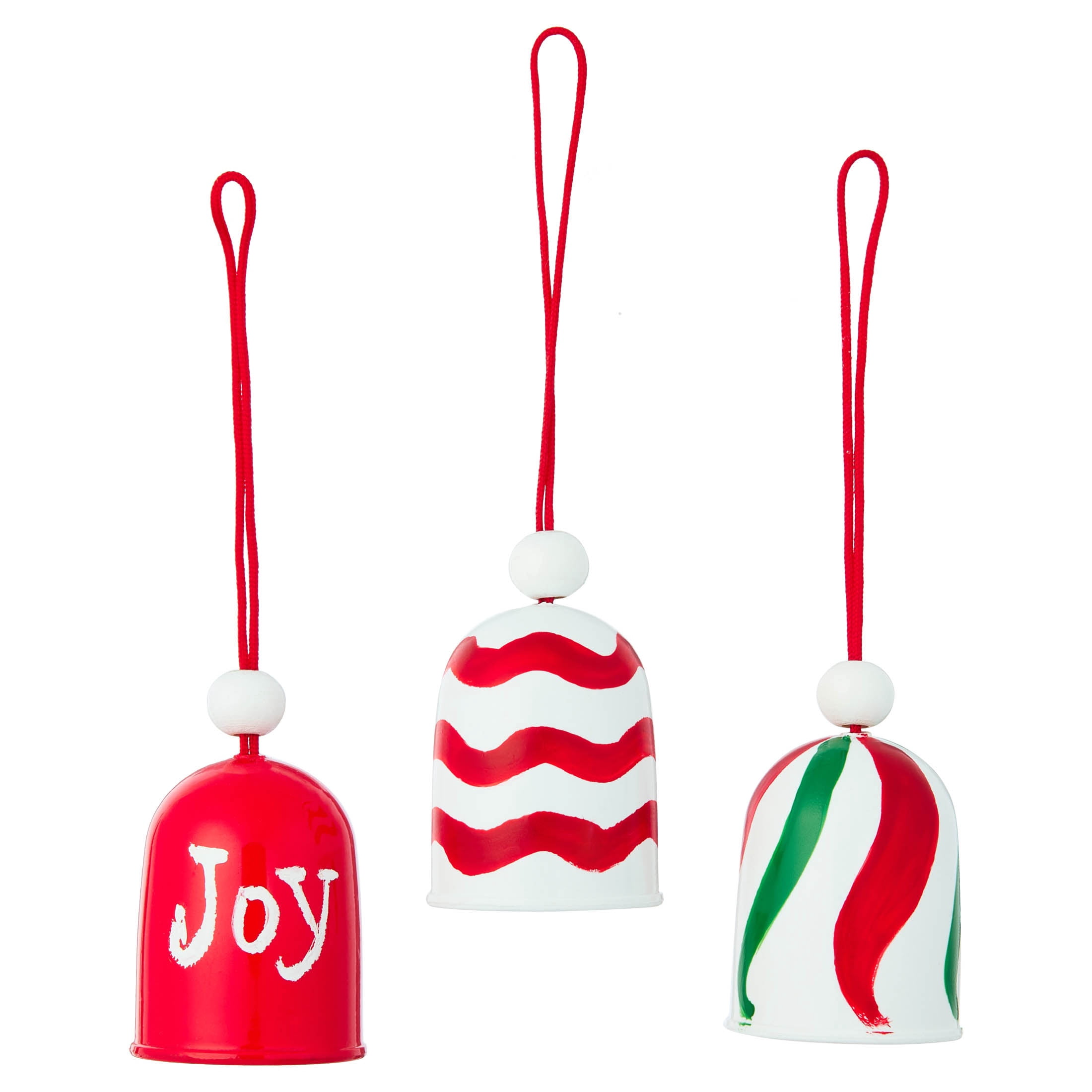 6-Count Red/White/Green Bell Mini Christmas Ornaments, 1.5", by Holiday Time