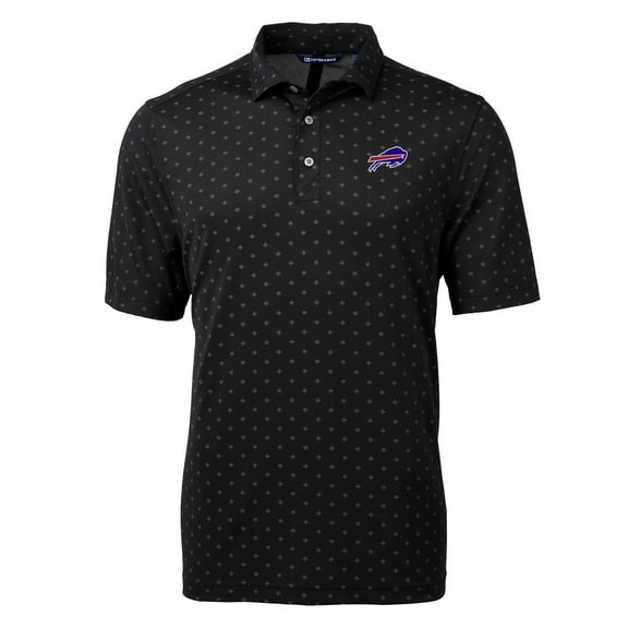 Men's Cutter & Buck Black Buffalo Bills Virtue Eco Pique Tile Print Polo