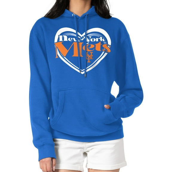 Women's G-III 4Her by Carl Banks Royal New York Mets Double Heart Fleece Pullover Hoodie