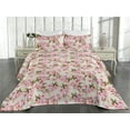 thumbnail image 2 of Ambesonne Cherry Blossom Quilted Bedspread Set 3 Pcs, Bohemian Spring Art, Queen, Pale Pink Fawn Cream, 2 of 4