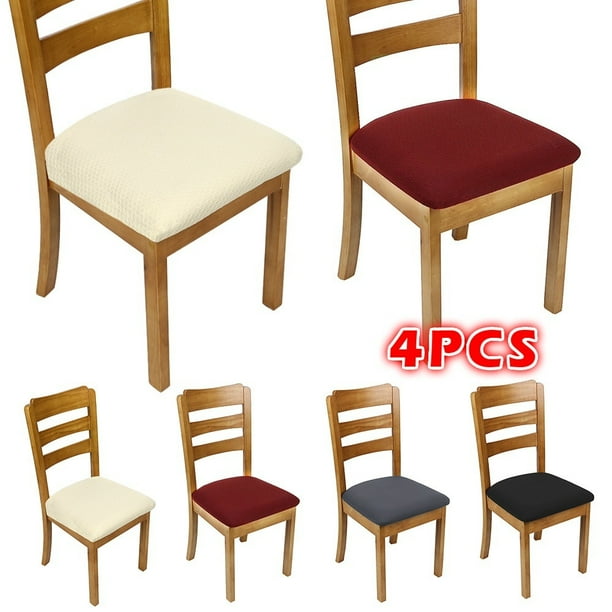 Willstar 4Pcs/set Stretch Chair Seat Covers Dining Chair Seat Cushion