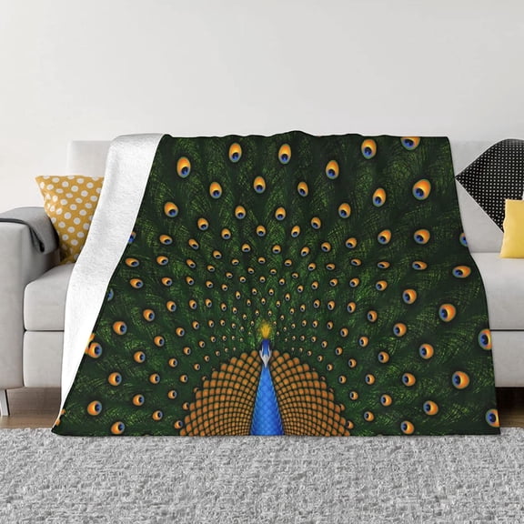 Peacock Flannel Blanket Throw for Bed Soft Throw Blankets for Women Lightweight Flannel Blankets Cozy All Season 50X60