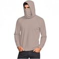 thumbnail image 5 of Htigea Mens Womens Rash Guard Shirt Long Sleeve UPF 50+ UV Sun Protection Hoodies with Mask Outdoors Fishing Tops Watermelon Red S, 5 of 9