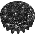 thumbnail image 2 of Halloween Black Spider Web Tablecloth Round Table Cloths Washable Holiday Table Cover Decorative for Kitchen Dinner Party One Size, 2 of 6