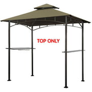 Eurmax 5FT x 8FT Double Tiered Replacement Canopy Grill BBQ Gazebo Roof Top Gazebo Replacement Canopy Roof（Cocoa）